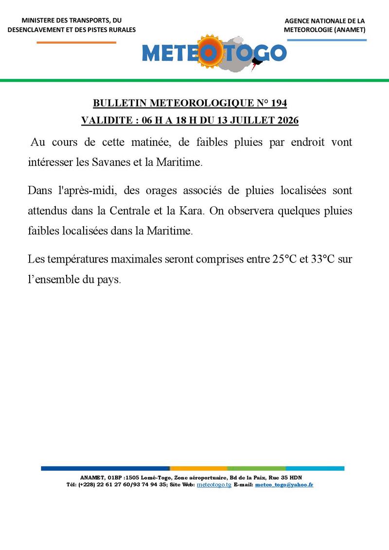 Bulletin météo_13072026_MATIN