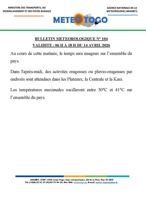 Bulletin météo_14042026_MATIN