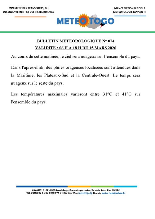 Bulletin météo_15032026_MATIN