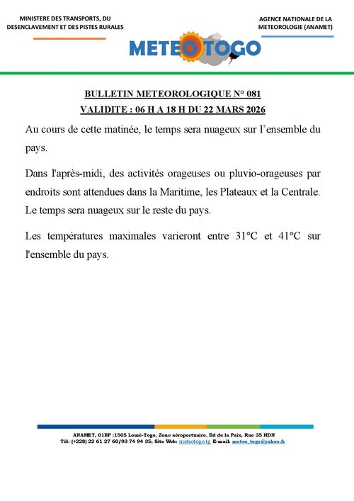 Bulletin météo_22032026_MATIN