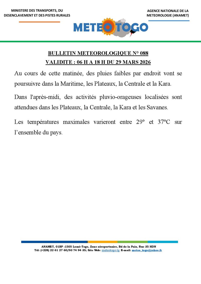 Bulletin météo_29032026_MATIN