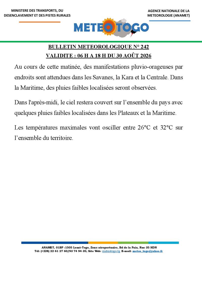 Bulletin météo_30082026_MATIN