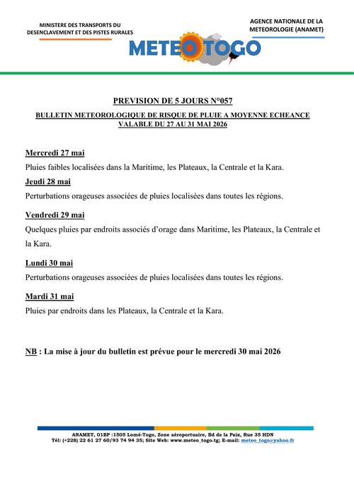 Bulletin du 27 au 31 mai 2026