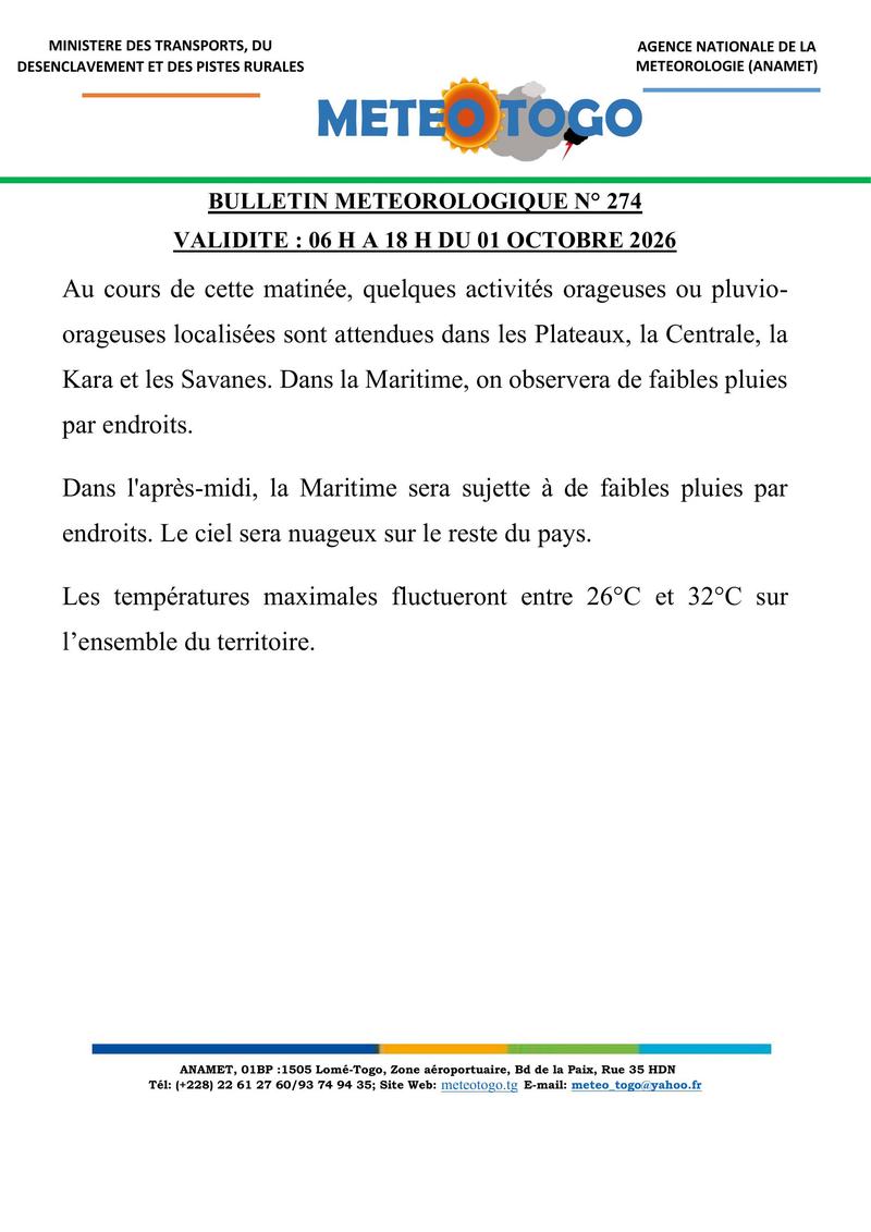 Bulletin météo_01102026_MATIN