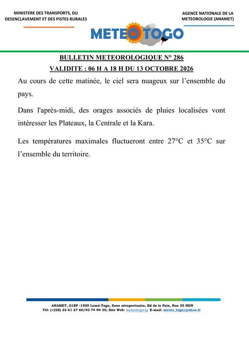 Bulletin météo_13102026_MATIN