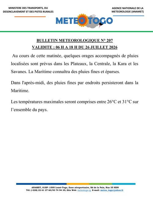 Bulletin météo_26072026_MATIN