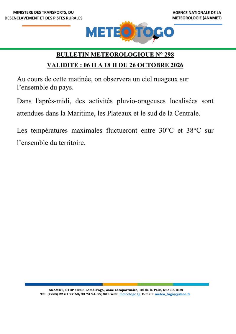 Bulletin météo_26102026_MATIN