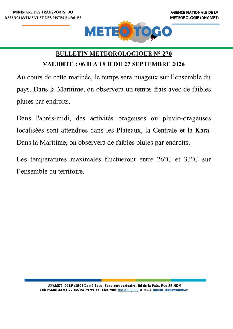 Bulletin météo_27092026_MATIN