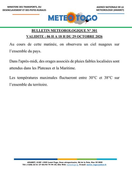 Bulletin météo_29102026_MATIN